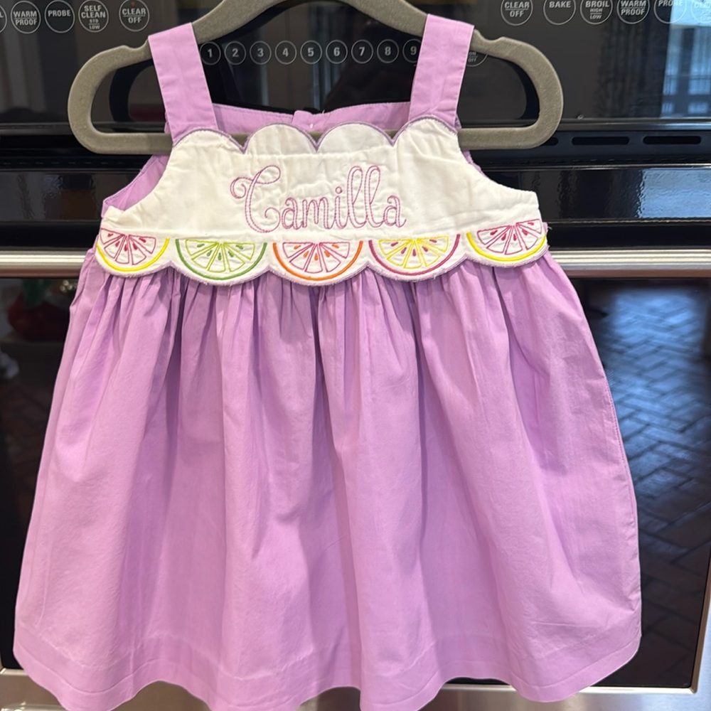 Sophie & Lucas - Lilac Dress w/ Watermelons & Custom Monogram - Size: 18M
